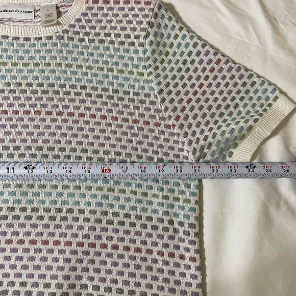 Alfred Dunner multi colored Crew Neck Sweater with Geometric Knit design - Picture 4 of 7